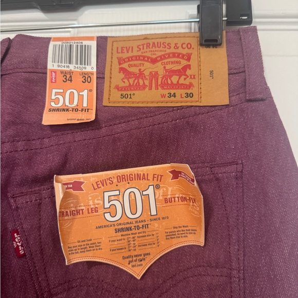 Levi’s 501 Shrink to Fit Button Fly Jean 34x30 Purple READ - Picture 4 of 15